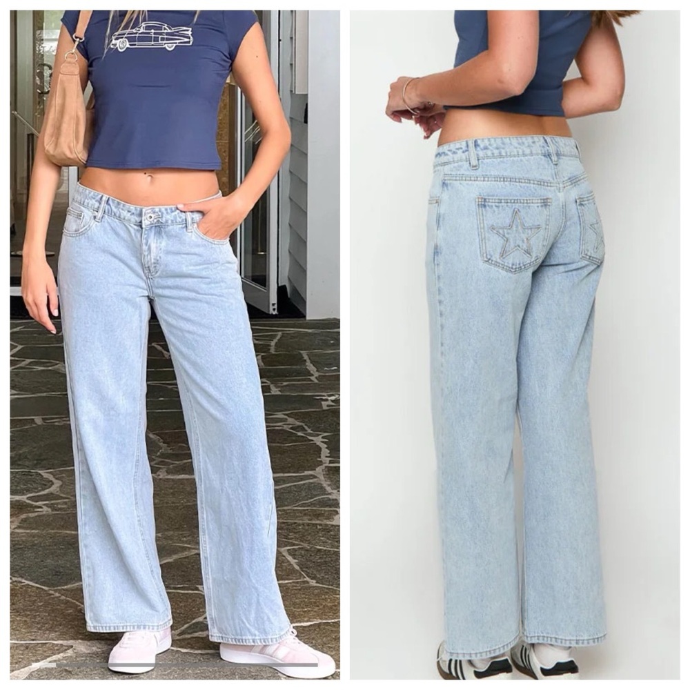 Beginning Boutique Jeans womens Sz 0 Clara star light wash low rise Denim‎ blue